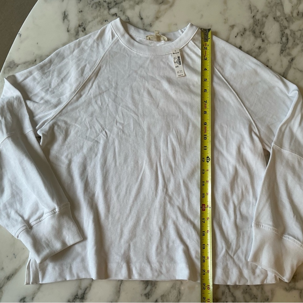 NWT Madewell nt718 White Relaxed Long-Sleeve Raglan Tee size XS - Picture 5 of 5